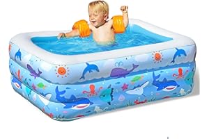 COOZi Paddling Pool – 1.4M Small Inflatable Pool for Kids, Toddlers & Babies, Easy-to-Use Durable Outdoor Rectangular Swimming Pools for Outdoor Garden Fun