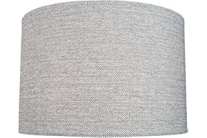 Modern and Sleek 30cm Light Charcoal Grey Linen Fabric Drum Lamp Shade 60w Maximum | for Table Lamp or Pendant Rose by Happy Homewares