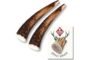 ChronoBalance M Asta de Ciervo para Perros, 100% Naturales Piezas Enteras, Palillo Masticable, Juguetes para Perros, Tratar Cuidado Dental, Sin Aditivos, Larga Duración, Conjunto de 2