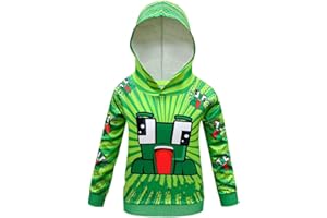 DELANHON Boys Girls Youtuber Gamer Merch Hoodies 3D Cool Hoody Funny Pullover Sweatshirts Long Sleeve Hooded Jumpers 4-13 Years