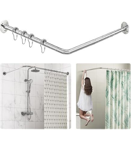 Sasko Asta Per Tende Da Doccia Curva A L 90x90 Cm - Stabile Binario In Alluminio Bianco, Installazione Senza Staffa A Soffitto, Protezione Dall'Umidità