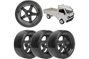 Voluxe RC Hard Plastic Tyres, 63mm RC Wheel Rim Tire for WPL D12 1/10 RC Car for RC 1/10 On-Road Racing Car and Drift Car