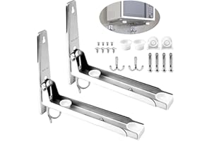 ELICNA 2 Soporte Microondas Pared,Soporte de Microondas Universal Soporte Plegable para Estante Microondas Pared de Acero Inoxidable Marco para Microondas con Accesorios de Montaje Plata