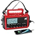Raynic Emergency Radio, 5000mAh/18500mWh Weather Radio, Solar Hand Crank, Emergency Radio with AM/FM/SW/NOAA, Phone Charger, Headphone Jack, Flashlight, Type-C Charging and SOS Siren for Hurricane