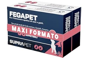 Suprapet Fegapet Cani e Gatti Supporto per il Fegato 60 compresse - Mangime per Funzioni Epato-Biliari con Vitamine, Cardo Mariano, Carciofo, Curcuma, Lespedeza (60 Unità (Confezione da 2))