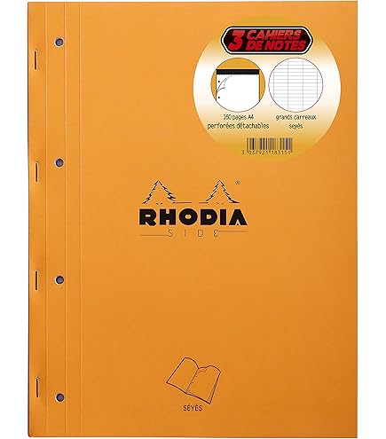 Rhodia Bloc Notes Agrafé Orange 11 X 17 Cm - 80g - Petits Carreaux 5x5
