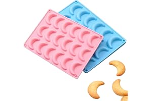 MURISE Vanillekipferl Backform 2 Stück, Vanillekipferl Form Silikon, Vanillekipferl Backblech Kipferl Backform Kipferlblech für Schokolade Eiswürfel Pralinen (Blau und Rosa)