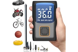 Newfun Car Tyre Inflator Air Compressor Cordless - 6000mAh Wireless Portable Air Pump for Cars, Bikes, Motorbikes, and Footballs - High Power 60W with Large LED Display, 150 PSI, Rapid Inflation