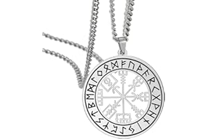 SIPURIS Collier Viking Vegvisir pour homme - Collier celtique Viking runes nordiques Odin boussole en acier inoxydable - Amulette creuse - Bijoux païenne - Cadeau pour homme et femme