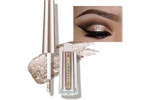 JUNHE Anglicolor Diamond Glitter Liquid Eyeshadow & Eyeliner Pen, Starry Sequins Mermaid Eye Shadow, Crease Resistant, Long Lasting and Pigmented Sparkling & Shimmer Eyes Makeup(#09 Champagne Brown)
