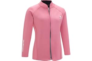 ZIYIMAOYI Veste de plongée en néoprène de 2 mm pour femme - Veste de surf à manches longues avec fermeture éclair sur le devant - Veste de plongée