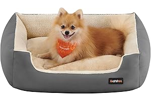 Feandrea Dog Bed, Dog Sofa Bed with Removable Reversible Cushion, Raised Edges, Non-Slip Bottom, M, 70 x 55 x 21 cm, Dove Grey and Sand Beige PGW003G01
