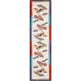 Su Yeşil Mor Desenli İpeksi Fular
