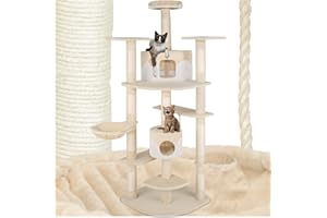 TecTake® Arbre à Chat XXL Griffoir pour Chat en sisal H204 cm, Maison pour Chat Jeux Chat Appartement Accessoire Chat avec Grattoir Chat Niche Chat Couchage Chat Hamac Chat Panier Chat