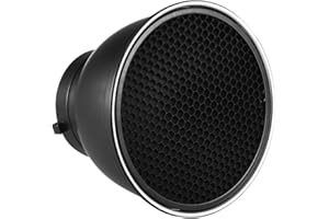 Andoer 7 Zoll Standardreflektor, Flacher Diffusor, Lampe mit 60 Grad Gitter, für Bowens für Flash-Studio Strobe Speedlite (Reflektor)
