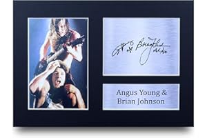 HWC Trading Angus Young & Brian Johnson A4 Unframed Signed Printed Autographs Picture Print Photo Display Gift For Acdc Music Fans