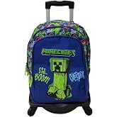 ToyBags School Backpack Minecraft Boom Creeper Double Compartment Adaptable with Black Trolley with Side Protection and Front