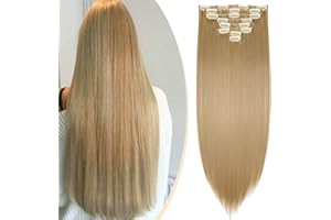 S-noilite Set 8pcs Clip in Hair Extensions Extension Clip Capelli Veri Testa Piena 18Clips Parrucchino 58cm Dritto Biondo cenere