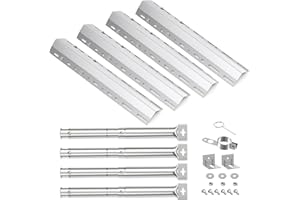 Gardenz Einstellbarer Brenner 30,8 cm bis 44,9 cm mit universellem Hitzeverteiler 30 bis 72 cm für Campingaz, Blooma, Charbroil, kompatibel mit den meisten Gasgrillmodellen (4 Brenner & 4 Bar)