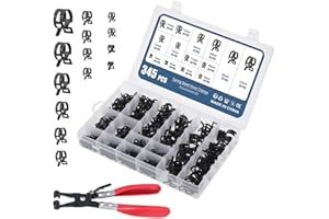 Faankiton 345 Pièces Colliers de Serrage, 14 Tailles 5-22mm Clips Tuyau Serre-Joints à Tuyaux, Colliers de Clip, Colliers de Conduite de Carburant Tuyau avec une Pinces