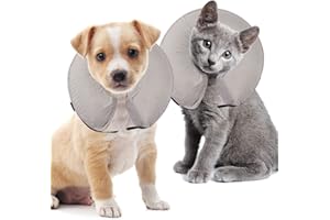 GNCLOUD Inflatable Dog Collars for After Surgery, Inflatable Recovery Collar for Small Dogs and Cats, Soft Cat Cone Collar, Prevent Dogs/Cats from Biting & Scratching,GREY-L