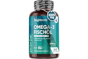 Omega 3 Kapseln - 2000mg Fischöl mit 1100mg Omega-3, 660mg EPA & 440mg DHA pro Tag - Laborgeprüft - 240 Softgels - Fettsäuren