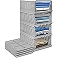 TANSUNG Space-Saving Stackable Plastic Storage Organiser 6 Piece Foldable and Practical Containers for Every Room