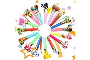 QIANFENG Lot de 50 Langue de Belle Mere,Sifflet Anniversaire,Sifflet Anniversaire Enfant,Sifflets pour Enfants,pour Anniversaire d'enfant,Fête Olympique,Souffleur de Fête,Jouet Trompette,Accessoires Fête Noël