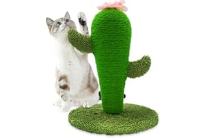 AUSCAT Cat Scratching Post, Cute Cactus Scratching Post, Nature Sisal Cat Scratcher for Indoor Cats and Kittens