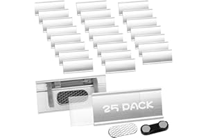SENLINLIN 25 Stück Namensschilder für Kleidung Magnet, Aluminium Magnet Namensschild mit Starkem Doppelmagnet & Nadel für Arbeit, Ausstellung, Schule (70x32mm)