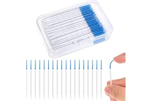 RAYITO 220 Pieces Interdental Brushes, 2-in-1Silicone Dental Brushes Tooth Floss Picks Brushes Dental Brushes for Braces Teeth Cleaning(Blue)