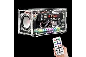 BRITPICK DIY Bluetooth Speaker Kit, FM Radio Kit, Soldering Practice Kits, Electronic Project Kits for Adults, Mini Home Sound Amplifier Kit with Digital Display (Transparent)