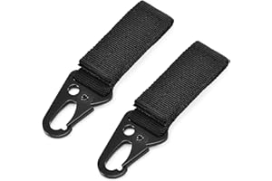 HUNTVP 2 Pezzi Tattico Portachiavi Clip per Cintura, Militare Moschettone Molle Cinghie Clip per Borsa All'aperto Campeggio Escursionismo, Nero