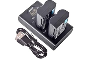 DSTE DE DSTE 2X EN-EL15 Ersatz Batterie + Duales USB-Ladegerät mit LCD-Display Kompatibel mit Nikon 1 V1,D7200,D7100,D750,D600,D7000,D800E,D810A Digital SLR Kamera,Battery Grip MB-D11,MB-D12,MB-D15,MB-D17