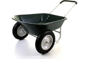 Marko Tools Wheelbarrow 80L/150KG Twin Wheel 2 Pneumatic Tyres Large Hopper Stable Garden