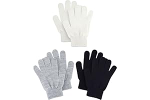 GEYOGA 3 Paires Gants en Tricot d'Hiver pour Enfants Tout-Petits Mitaines à Doigts Complets pour Garçons Filles