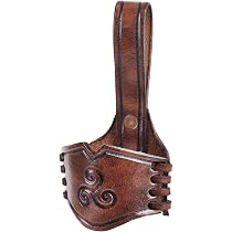 Ulfberth Drinking Horn Holster - Real Leather With Embossed Dragon, Adjustable, Viking LARP Medieval Belt Holder