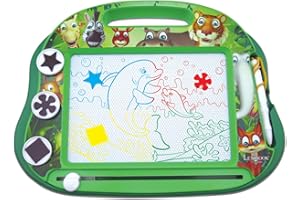 Lexibook, Animali, Lavagna Magica da Disegno Multicolore, Giocattolo Creativo Artistico per Bambine e Bambini, Penna Stilo e timbri, Verde, CRANX550