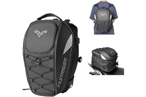 Oamger Sac de Selle pour Moto, Sac de Queue Moto, Portable Sac à Dos et Sacs à Bagages étanche pour Casque de Motos, Double Usage, Capacité Extensible 37L, Bagages et Transport d'Outils (Gris)