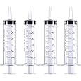 Large Plastic Syringe for Scientific Labs 4 Pack Measuring Syringe Tools Dispensing Multiple Uses (60 ml)
