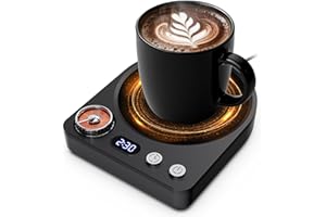 ‎MQFORU MQFORU TassenwäRmer, 9 Temperatureinstellungen Tassenwärmer, Elektrischer Kaffeewärmer Mit Benutzerdefinierte Timing 0.5-9 Stunden, Elektrisch Warmer Homeoffice für Kaffee Tee Kakao Milch (Schwarz)