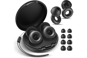 HAOOAIR Ear Plugs for Sleeping Noise Cancelling, 30dB Noise Reduction Earplugs, Soft Silicone Reusable Hearing Protection Earplugs for Deep Focus, Work, Travel, Concert with Case & 8Eartips,HTB-Black