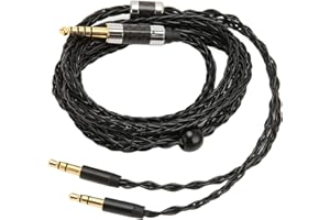 ASHATA Kabel Audio do Słuchawek, 8-żyłowy, Zbalansowany od 4,4 Mm do Podwójnego 3,5 Mm Posrebrzany Kabel Audio Aux do MDR Z7 Z1R, do Teloon D7100 D7200 D600 D9200, do Beyerdynamic T1 T5, 1,2 M/3,9 Stopy