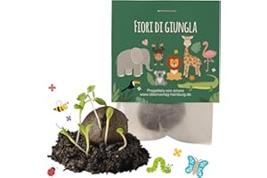 IDEENVERLAG HAMBURG 10x "Giungla / Safari" bombe di semi / "Fiori di giungla" - per feste di compleanno di bambini di safari - biglie di fiori idea regalo - sfere con semi - bombe di semi di fiori