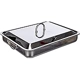 Inoxriv Bioinox Rectangular Baking Dish with Lid, Stainless Steel 35 x 27 cm