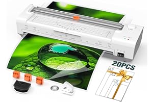 ‎OIDOZAC 13 Zoll A3 Laminiergerät mit Automatischer Papiereinführung, A3 Heiß- & Kaltlaminierung, 20 Laminierfolien, 10-in-1 Set mit Schneider, Trimmer & Eckenabrunder für Büro, Schule & Zuhause, Weiß