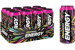 LEMON SODA Lemonsoda Energy | Tropical Trip, Energy Drink al Gusto di Frutta Tropicale, 12 Lattine da 50 cl, con Mix di Frutta, Vitamine e Caffeina