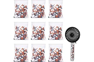VULCYXA 9 Pcs Filtre Douche Anti Calcaire, Pommeau Douche Anti Calcaire Remplacement, Minérale Balles à Douche, Ions Négatifs, Filtre Anti-Chlore Antioxydant, Compatible avec Têtes de Douche à Filtre Ionique