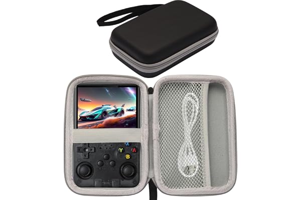 Étui de Transport Rigide Compatible avec Console de Jeu Portable R36S/R36 PRO/R40S Pro, Support de Rangement EVA pour Accessoires de Console de Jeu Portable 3,5 Pouces