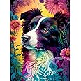 Stalente Diamond Painting Kits for Adults, Dog Round Full Drill Diamond Art Kits, 5D DIY Paint with Diamonds Crafts for Home Wall Decoration Gifts 30x40cm/12x16in, Flower